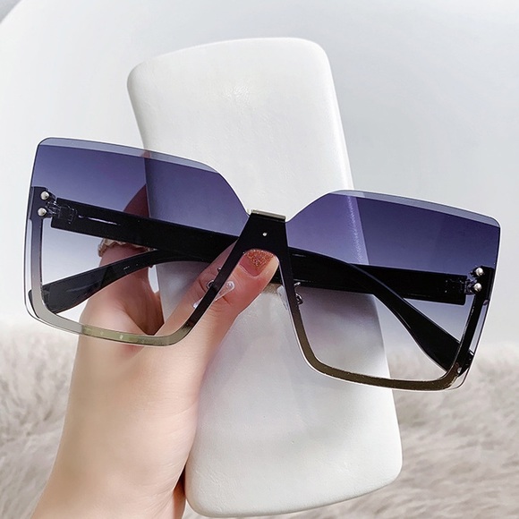 Accessories - Oversized Rimless Square Sunglasses